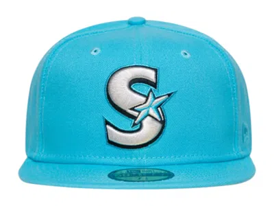 Pre-owned New Era Scarborough Shooting Stars 59fifty Fitted Hat In Vice Blue