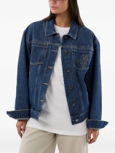 New Era Script Denim Jacket In Blue