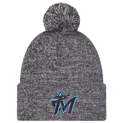New Era Seattle Mariners  Marlins Marl Pom Knit In Black