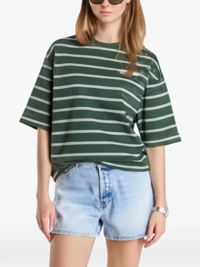 New Era Striped Oversized T-shirt In Green