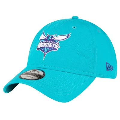 New Era Teal Charlotte Hornets Team 2.0 9twenty Adjustable Hat In Black/black