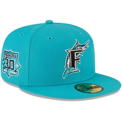 New Era Men's  Teal Florida Marlins Cooperstown Collection Turn Back The Clock 59fifty Fitted Hat