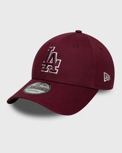 New Era Team Outline 9forty Los Angeles Dodgers Strapback Cap In Dark Red