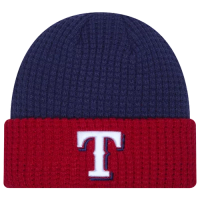 New Era Texas Rangers  Rangers Waffled Knit Hat In White/navy/red
