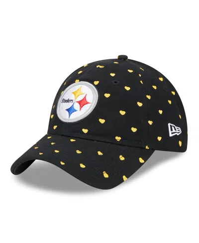 New Era Babies' Toddler Girls Black Pittsburgh Steelers Hearts 9twenty Adjustable Hat