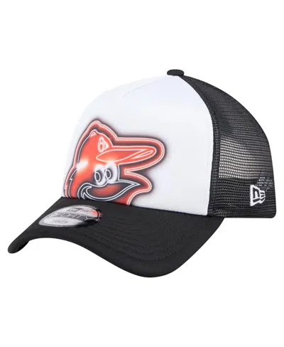 New Era Kids' Toddler White/black Baltimore Orioles Painted A-frame 9forty Trucker Adjustable Hat