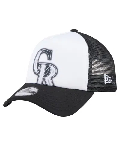 New Era Babies' Toddler White/black Colorado Rockies Painted A-frame 9forty Trucker Adjustable Hat