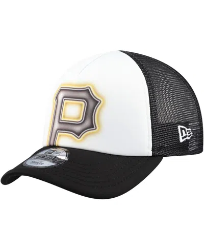 New Era Babies' Toddler White/black Pittsburgh Pirates Painted A-frame 9forty Trucker Adjustable Hat