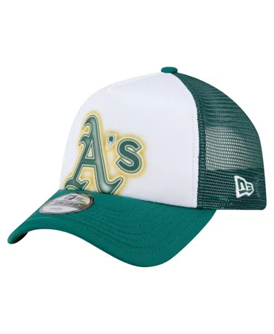 New Era Babies' Toddler White/green Athletics Painted A-frame 9forty Trucker Adjustable Hat
