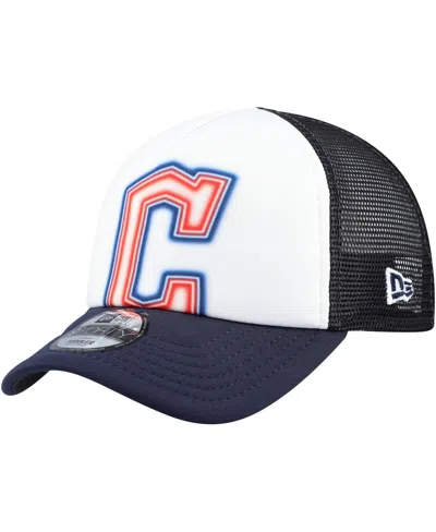 New Era Babies' Toddler White/navy Cleveland Guardians Painted A-frame 9forty Trucker Adjustable Hat In Blue