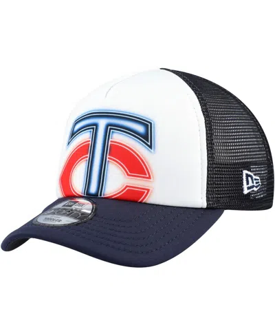 New Era Kids' Toddler White/navy Minnesota Twins Painted A-frame 9forty Trucker Adjustable Hat In Black