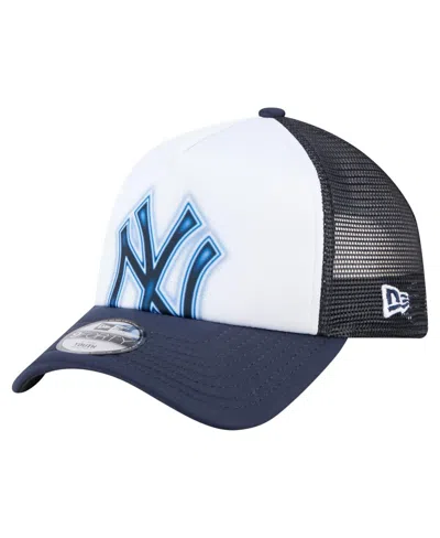 New Era Babies' Toddler White/navy New York Yankees Painted A-frame 9forty Trucker Adjustable Hat In Multi