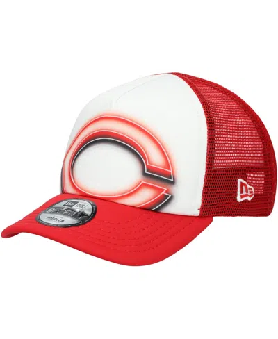 New Era Babies' Toddler White/red Cincinnati Reds Painted A-frame 9forty Trucker Adjustable Hat In Orange