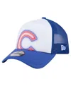 New Era Toddler White/royal Chicago Cubs Painted A-frame 9forty Trucker Adjustable Hat