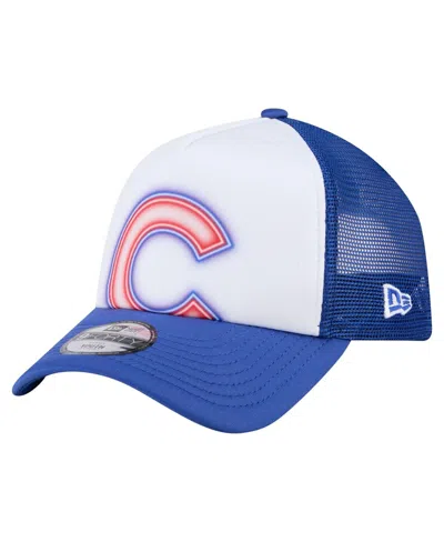 New Era Babies' Toddler White/royal Chicago Cubs Painted A-frame 9forty Trucker Adjustable Hat