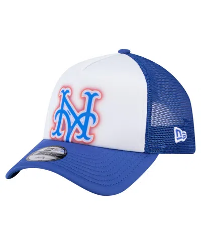 New Era Kids' Toddler White/royal New York Mets Painted A-frame 9forty Trucker Adjustable Hat In Multi