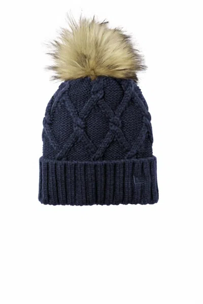 New Era Unisex Faux Fur Pom Beanie In Navy In Blue