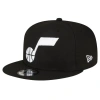 New Era Men's  Utah Jazz Black And White 9fifty Snapback Hat In Black
