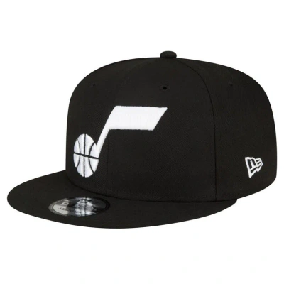 New Era Men's  Utah Jazz Black And White 9fifty Snapback Hat