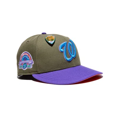 Pre-owned New Era Washington Nationals Capsule Brim Service Collection Memorial Stadium 59fifty Fitted Hat In Green/or In Multi