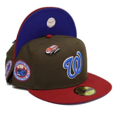 Pre-owned New Era Washington Nationals Capsule Nitro 2.0 Collection 2008 Season 59fifty Fitted Hat In Brown/blue