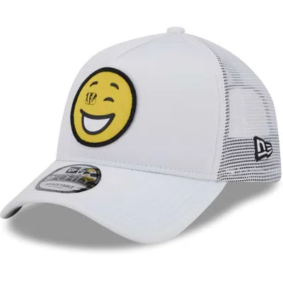 New Era White Cincinnati Bengals Happy A-frame Trucker 9forty Snapback Hat