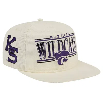 New Era White Kansas State Wildcats Throwback Golfer Corduroy Snapback Hat In Cream