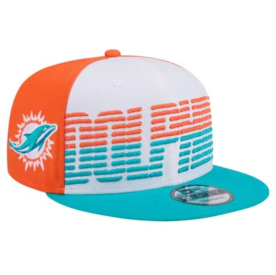 New Era White/aqua Miami Dolphins Throwback Space 9fifty Snapback Hat In Multi