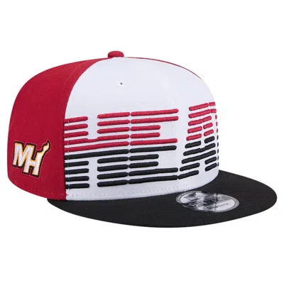 New Era White/black Miami Heat Throwback Gradient Tech Font 9fifty Snapback Hat