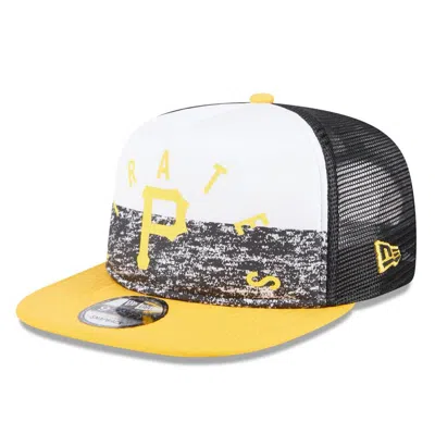 New Era White/gold Pittsburgh Pirates Team Foam Front A-frame Trucker 9fifty Snapback Hat In Black