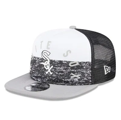 New Era White/gray Chicago White Sox Team Foam Front A-frame Trucker 9fifty Snapback Hat In Black