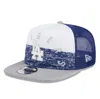 New Era Men's White/gray Los Angeles Dodgers Team Foam Front A-frame Trucker 9fifty Snapback Hat In White
