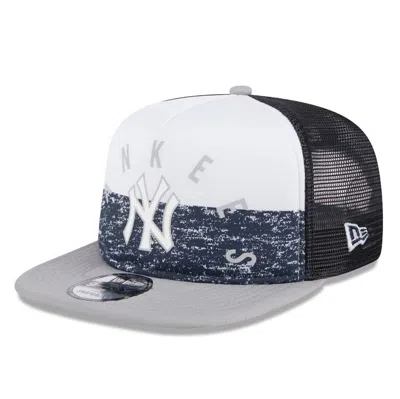 New Era Men's White/gray New York Yankees Team Foam Front A-frame Trucker 9fifty Snapback Hat