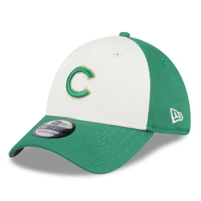 New Era Men's  White, Green Chicago Cubs 2024 St. Patrick's Day 39thirty Flex Fit Hat In White,green