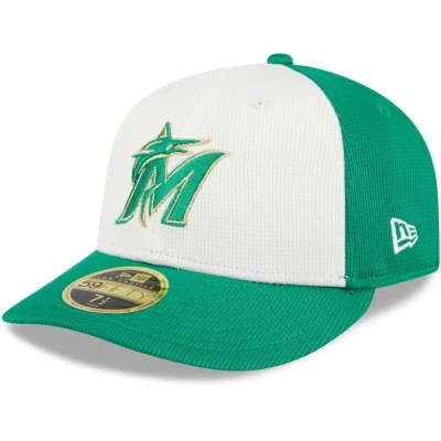 New Era Men's  White, Green Miami Marlins 2024 St. Patrick's Day Low Profile 59fifty Fitted Hat In White,green