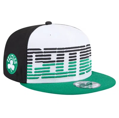 New Era White/kelly Green Boston Celtics Throwback Gradient Tech Font 9fifty Snapback Hat