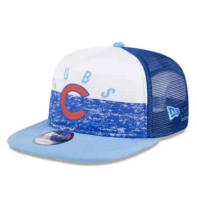 New Era White/light Blue Chicago Cubs Team Foam Front A-frame Trucker 9fifty Snapback Hat