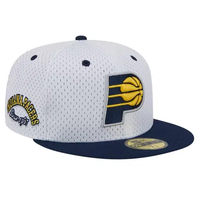 New Era White/navy Indiana Pacers Throwback 2tone 59fifty Fitted Hat