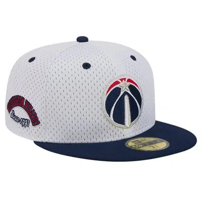 New Era White/navy Washington Wizards Throwback 2tone 59fifty Fitted Hat