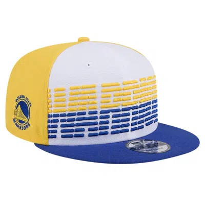 New Era White/royal Golden State Warriors Throwback Gradient Tech Font 9fifty Snapback Hat