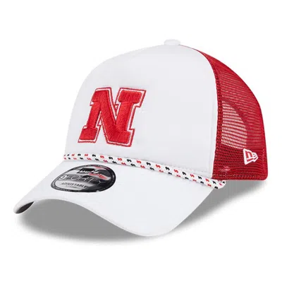 New Era White/scarlet Nebraska Huskers Court Sport Foam A-frame 9forty Adjustable Trucker Hat In Red