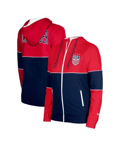 New Era Women's 5th & Ocean By  Navy Uswnt Active Stretch Fleece Full-zip Hoodie Jacket