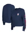 New Era Women's 5th & Ocean By  Navy Uswnt Athleisure Thermal Cropped Long Sleeve T-shirt In Navy