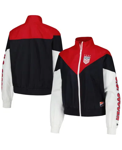 New Era Women's 5th & Ocean By  Navy Uswnt Cropped Full-zip Windbreaker Jacket