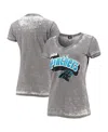 New Era Women's 5th Ocean Gray Carolina Panthers Burnout T-shirt In Gray