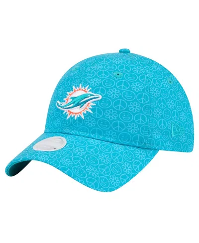 New Era Women's Aqua Miami Dolphins Smiley 9twenty Adjustable Hat