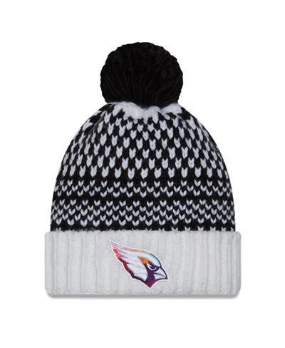 New Era Women's Arizona Cardinals 2023 Nfl Crucial Catch Cuffed Pom Knit Hat In Black,white
