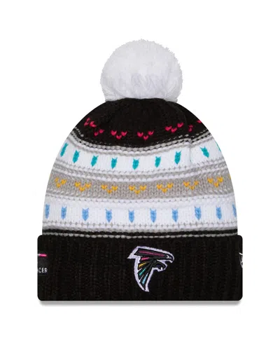 New Era Women's Black Atlanta Falcons 2025 Nfl Crucial Catch Cuffed Knit With Pom Hat In Multi
