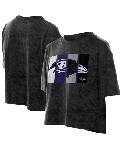 New Era Women's Black Baltimore Ravens Boxy Cropped Sport Night Mineral Wash T-shirt