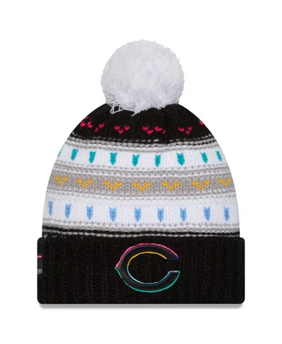 New Era Women's Black Chicago Bears 2025 Nfl Crucial Catch Cuffed Knit With Pom Hat